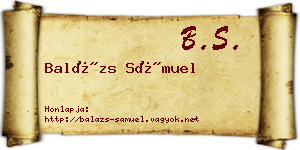 Balázs Sámuel névjegykártya